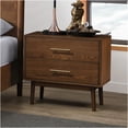 thumbnail image 5 of JERFIT Mid-Century Modern King Bedroom Set with Upholstered Winged Headboard & Nightstands in Walnut, 5 of 10