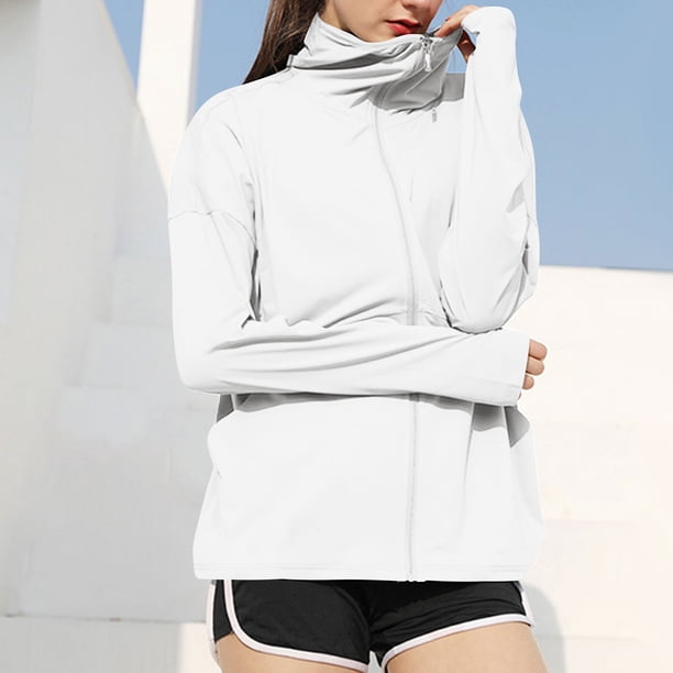 Karight Womens UPF 50+ Sun Hoodies Full Zip Turtleneck Long Sleeve Golf Shirt Lightweight Quick Dry Swim UV Protection Tops