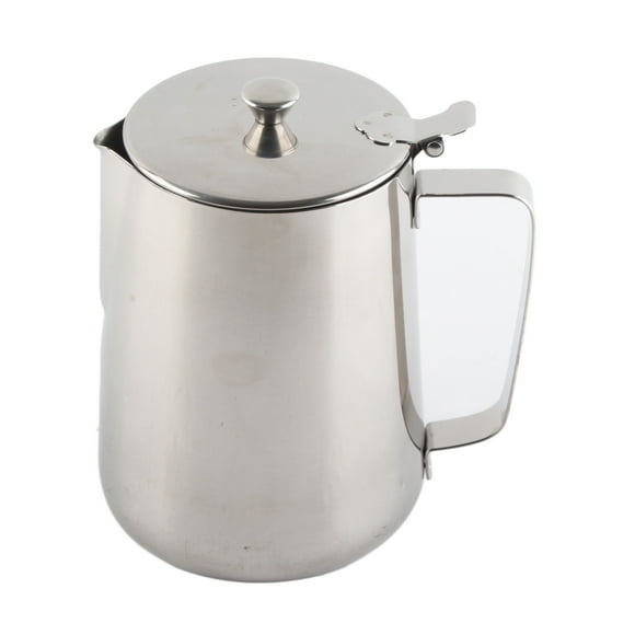 Biuzi Tasse à café, Tasse de pichet avec Couvercle Tasse en Acier Inoxydable Tasse cruche de mousseur à Lait avec Couvercle pour Latte Coffee Art(600mL)