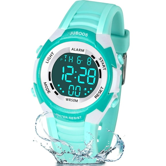 Juboos Reloj Digital para Niños Niñas de 5 a 18, Reloj de Pulsera Deportivo para Exteriores con Luz LED de 7 Colores, Reloj Resistente al Agua hasta 5 ATM con Alarma, Cronómetro