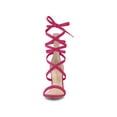 thumbnail image 6 of BLISSFUL STEP Women's Open Toe Stiletto Heeled Lace up Solid Sandals Hot Pink 8.5, 6 of 7
