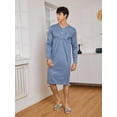 thumbnail image 4 of Men Gingham Print Half Button Sleep Robe, 4 of 5