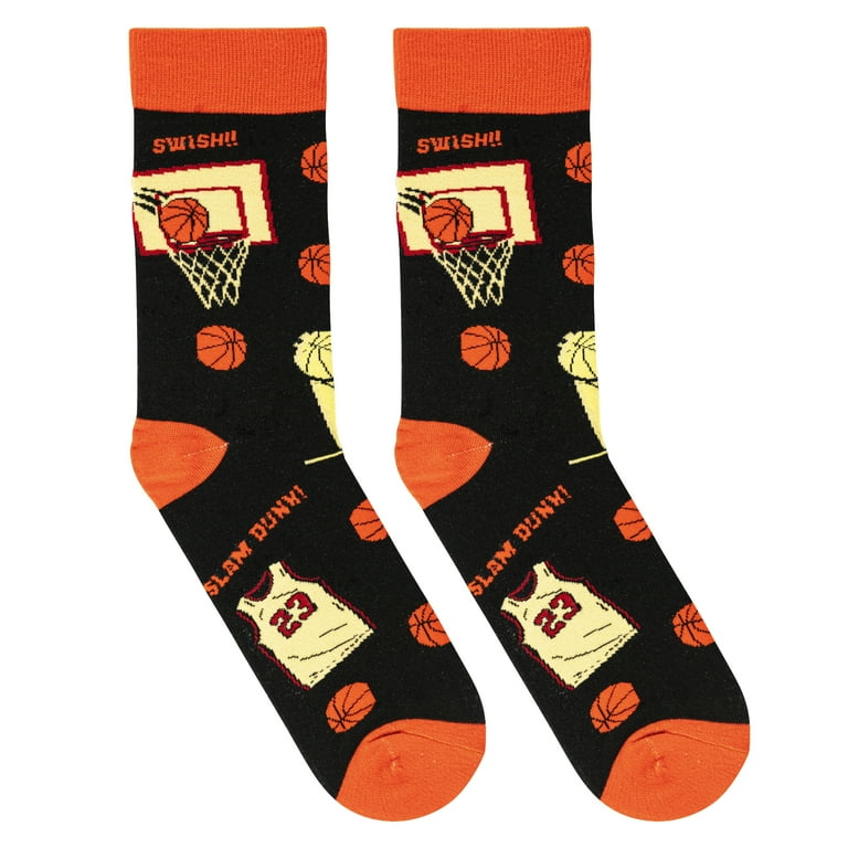 Wacky Funny Basketball Print Novelty Crew Socks for Men