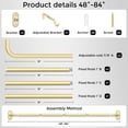 thumbnail image 4 of OLV 1" Diameter Adjustable Wrap Around Curtain Rods 48-84" Heavy Duty,Gold, 4 of 9