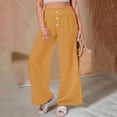 thumbnail image 6 of Linen Cotton Pants For Women Pull On Straight Leg Slacks Loose Casual High Waist Trousers With Pocket, 6 of 9