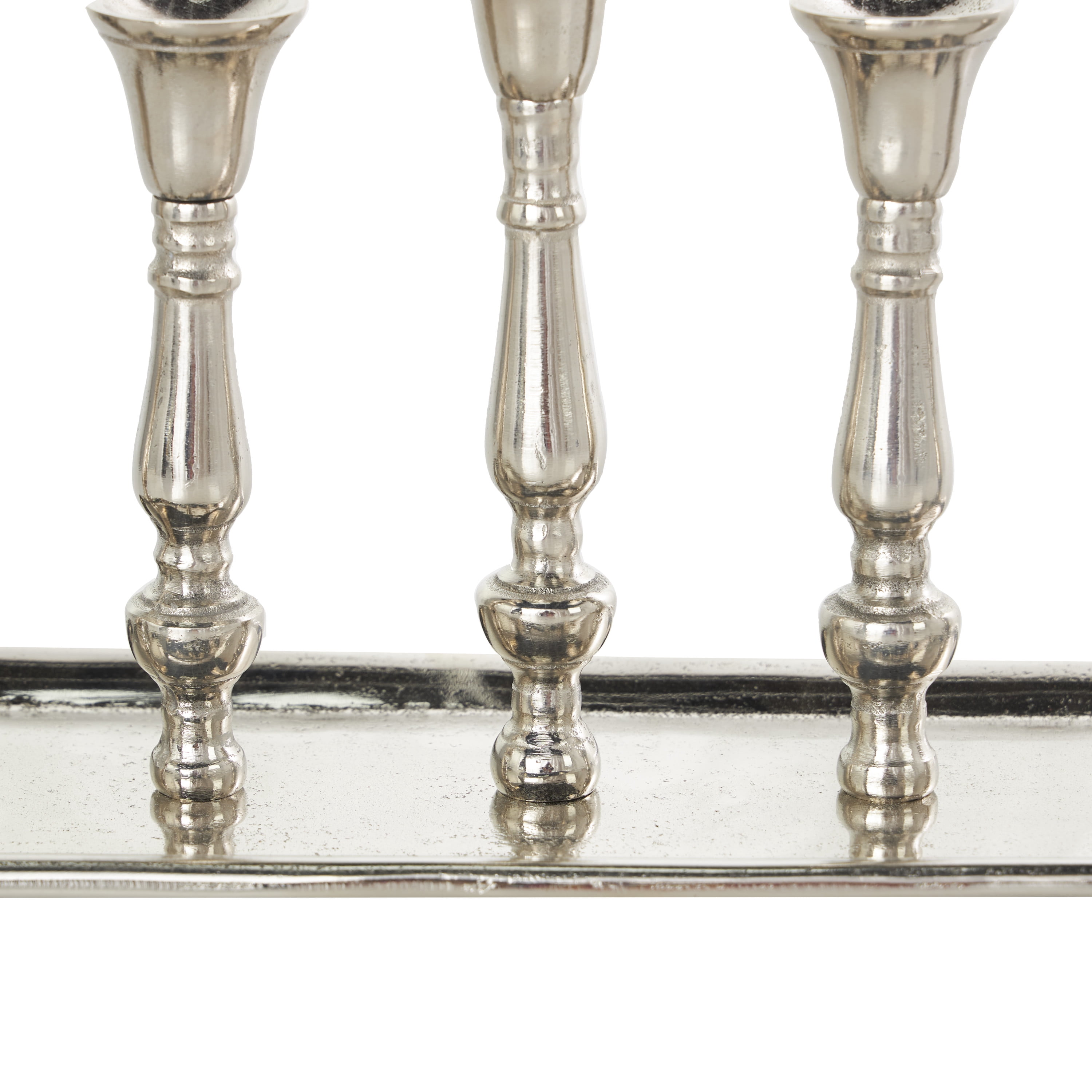 DecMode 5 Holder Silver Aluminum Candelabra with Candle Plate