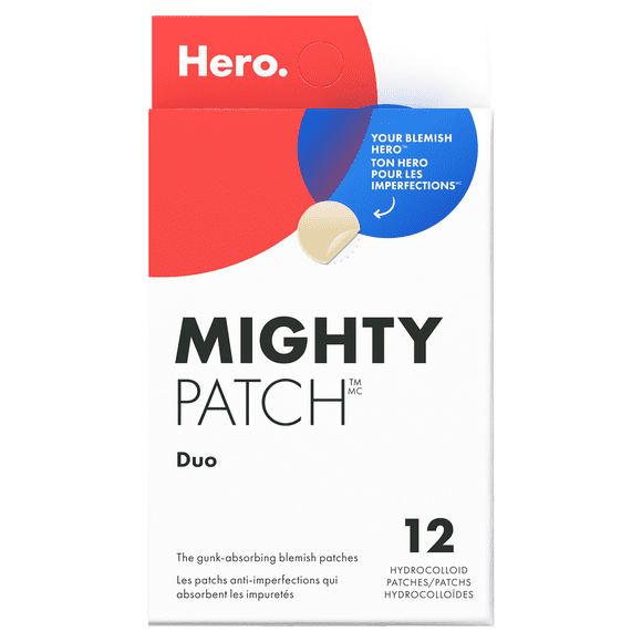 Hero Cosmetics Mighty Patch Duo pack, Hydrocolloid Patches for Pimples on Face & Body, Original and Invisible+ Acne Treatment for Blemishes, 12ct