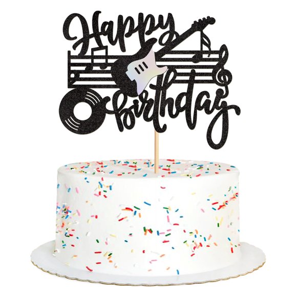 Topper para pastel de cumpleaños musical Ercadio con guitarra negra