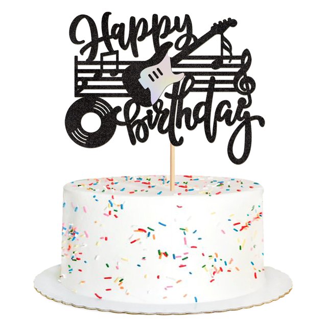 Topper para pastel de cumpleaños musical Ercadio con guitarra negra