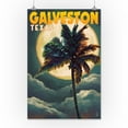 thumbnail image 3 of Galveston, Texas, Palm and Moon (16x24 Giclee Gallery Art Print, Vivid Textured Wall Decor), 3 of 3