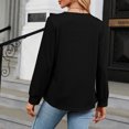 thumbnail image 4 of ATOYSOY Long Sleeve Tees Loose Shirts for Women Trendy Outwear Fall Square Neck Pleated Pullovers Casual Cotton Linen Solid Color Tops Black L, 4 of 4