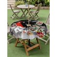 thumbnail image 3 of Outdoor Tablecloth with Umbrella Hole and Zipper, Black Red Christmas Round Table Cloth 60 Inch Waterproof Tablecloth, Gnomes Xmas Tree Snowflake Winter Gifts Picnic Table Cover for Patio Camping, 3 of 7