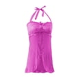 thumbnail image 4 of Gibobby Conjunto de lencería de encaje Bragas de satén para mujer, sexy, con costuras de cinta, sin espalda, lencería erótica(Morado, G), 4 of 5