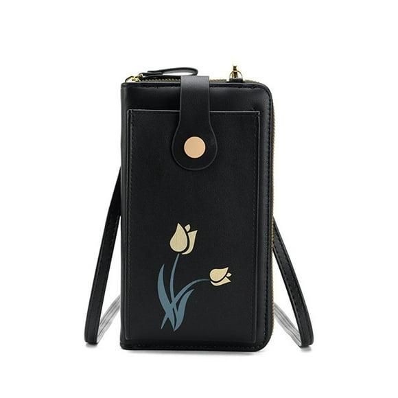 Bolso de hombro pequeño, bolso cruzado, billetera para teléfono celular, bolso cruzado liviano para mujer, negro:;:;