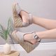 thumbnail image 4 of Sandalias de tacón de cuerda de cáñamo de verano con correa de tobillo para mujer a la moda Wmkox8yii  shjk942, 4 of 8