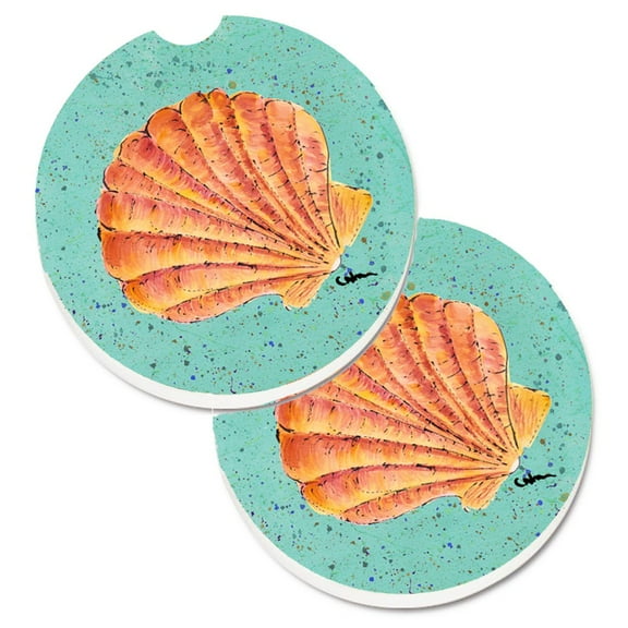 Carolines Treasures 8523CARC Shells Set of 2 Cup Holder Car Coasters Large multicolor
