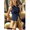 thumbnail image 4 of Firvespy Women's Ribbed Knit Asymmetric Button Down Tank Top Slim Fit Crewneck Casual Summer Cami Sleeveless Button Front Top, 4 of 5