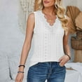 thumbnail image 2 of FAIWAD Beach Sleeveless Tank Tops for Women Lace Embroidered V Neck Tank Top Summer Hollow Out Tops, 2 of 5