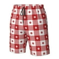 thumbnail image 4 of Logiee Red Plaid Daisy Print Mens Swim Trunks Quick Dry Board Shorts,Breathable Hawaii Beach Shorts Swimwear Bathing Suits-Medium, 4 of 6