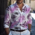 thumbnail image 2 of Camisa de mariposa para hombre 2024 Camisa de manga larga cómoda y suave Camisa de uso diario Diseño de botones de moda Transpirable, 2 of 5
