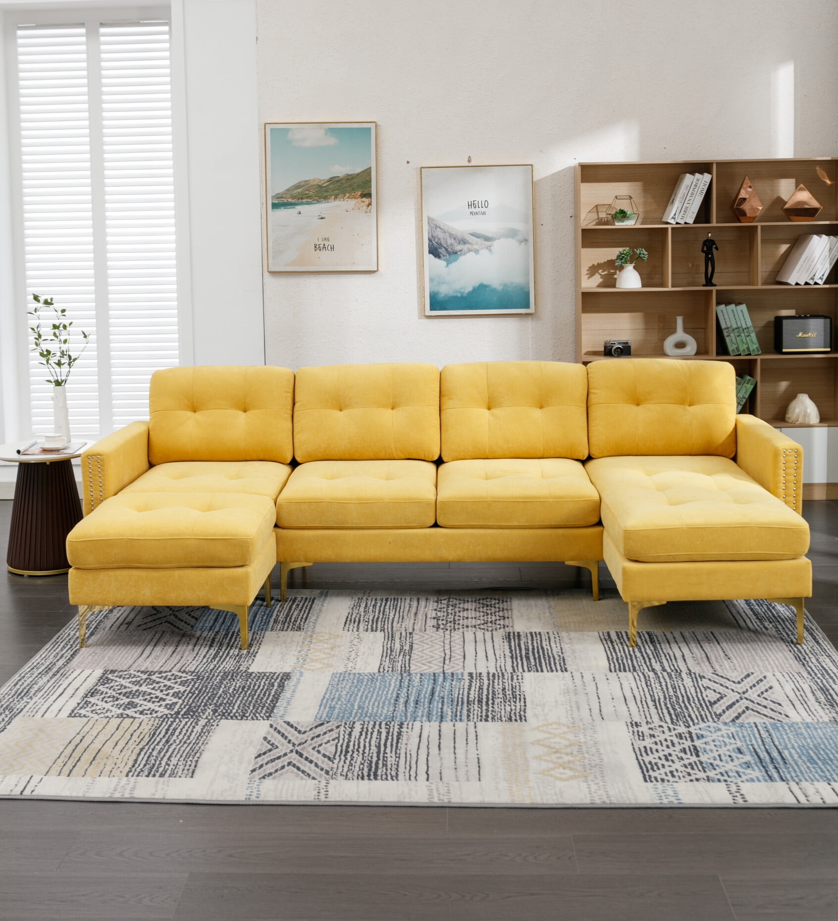 Convertible Sectional Sofa 110" UShape Sofa Couch with Chaise and