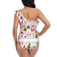 thumbnail image 5 of Pofeuu Snowflakes Santa Claus Print Women's One Piece Swimsuits One Shoulder Swimwear Asymmetric Ruffle Monokinis Bathing Suits-Medium, 5 of 6