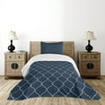 thumbnail image 4 of Ambesonne Geometric Quilted Bedspread Set 2 Pcs, Lattice Pattern, Twin Size, Dark Blue Cream, 4 of 5