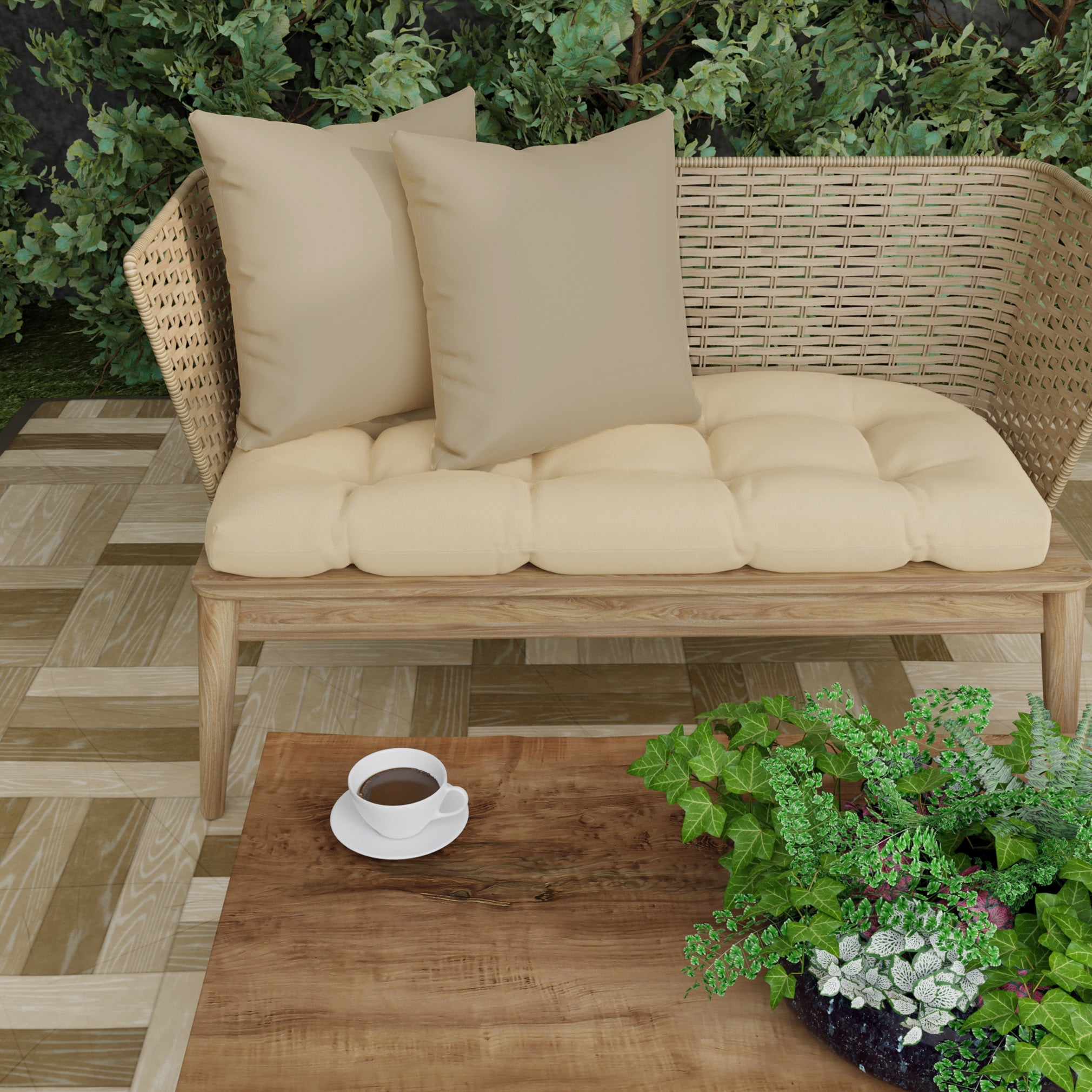 Jordan Manufacturing 16" x 16" Antique Beige Solid Square Outdoor Throw Pillow