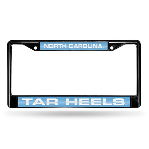 North Carolina UNC Tar-Heel's Black Chrome Metal Laser Cut License Plate Frame