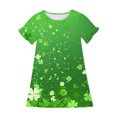 thumbnail image 4 of St Patrick Dress For Girls Puff Sleeve Crew Neck Festival Print Dresses Casual Loose Stylish Holiday Outfits (10-12 Years, Green), 4 of 9