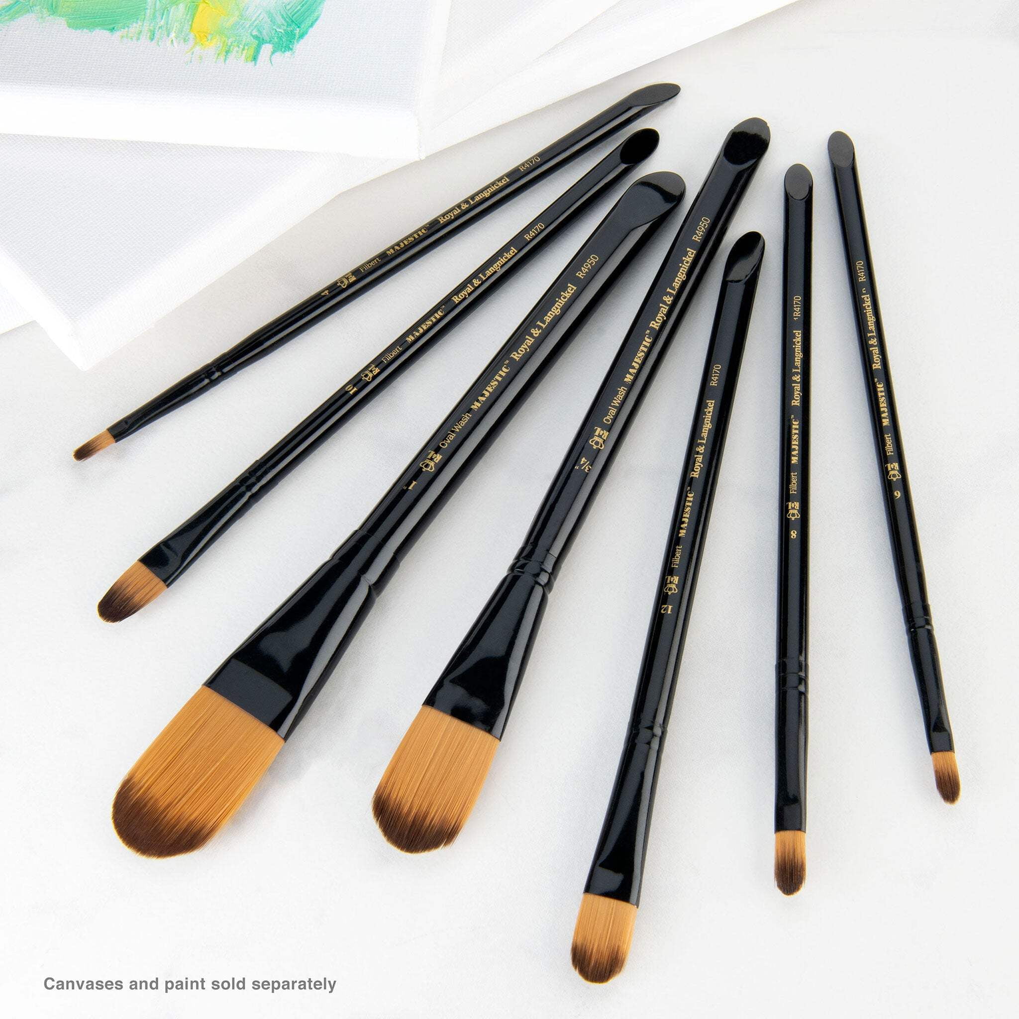 Royal & Langnickel Majestic™ Standard Handle 7pc Filbert & Oval Wash Brush Set