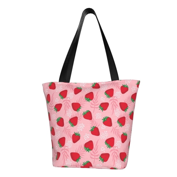 Balery Strawberry Bolsa de Hombro con Diseño, Bolsa Grande y Duradera, Bolsa Versátil para Compras