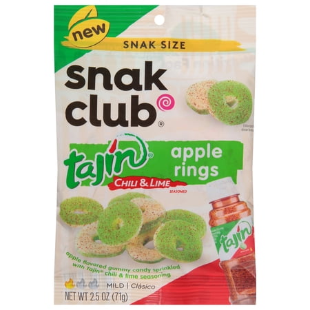 SNAK CLUB MILD TAJIN CHILI & LIME SEASONED APPLE RINGS SNAK SIZE 2.5 OZ