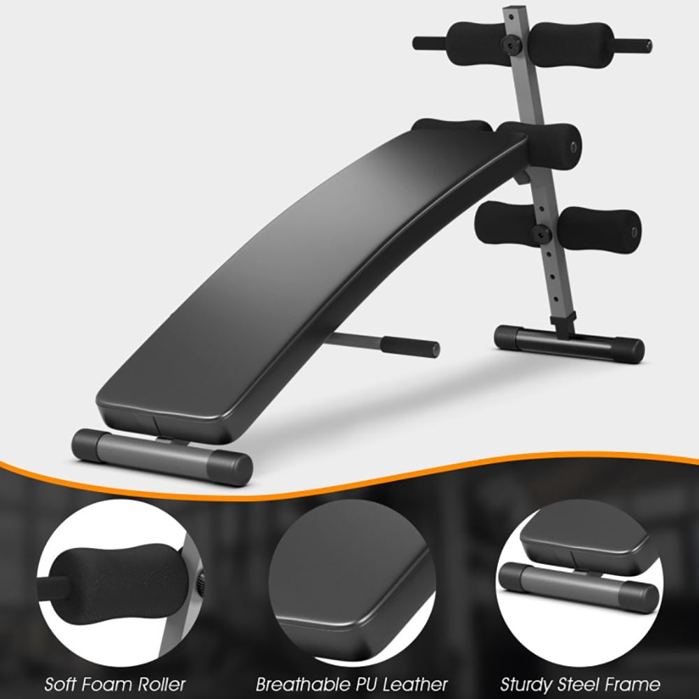 Resenkos Strength Training Sit Up Gym Bench, Hyper Back Extension Exercise Home Workouts,Adjustable Arc-Shaped Decline Weight Bench