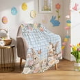thumbnail image 3 of Throw Blanket Fleece Throw Blanket 50x80in, Watercolor Flower Butterflies Easter Rabbits Soft Lightweight Bed Blankets Blue Stripes Fuzzy Couch Blankets for All Season, 3 of 9