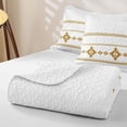 thumbnail image 4 of Castle Fairy Hippie Aztec Twin Quilt Set 2 Pieces,Minimalist Geometric Motif Twin Coverlet Set,White Mustard Gold,1 Bedspread and 1 Pillowcase, 4 of 7