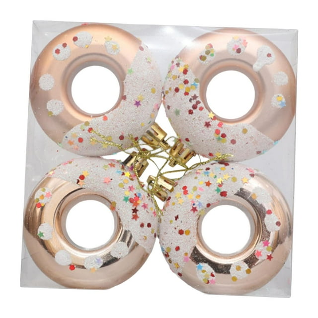 4 Piezas de Adornos Navideños en Forma de Donut, Regalos de Fiesta, Colgante para de Navidad, Decoración Colgante de Donut para Ventana, Porche,