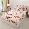 thumbnail image 2 of Erosebridal Kawaii Puppy Animal Zipper Twin Comforter Sets with Fitted Sheet and 2 Pillowcases,Pet Footprint Spot Detail Zipper Bedding Set For Girls,Polkadot Reversible,4 Pieces, 2 of 7