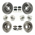thumbnail image 1 of Transit Auto Front Rear Hub Bearings Assembly Disc Brake Rotors and Semi-Metallic Pads Kit (10Pc) for Car Volkswagen GTI Audi A3 - Left Right Side (Driver Passenger) KBB-127962, 1 of 11
