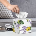 thumbnail image 6 of Lsque Lavender Flowers Printed Tissue Box Cover Holder, Facial Paper Organizer Dispenser,Square with Bottom Belt, PVC Leather Decorative Organizer, 6 of 8