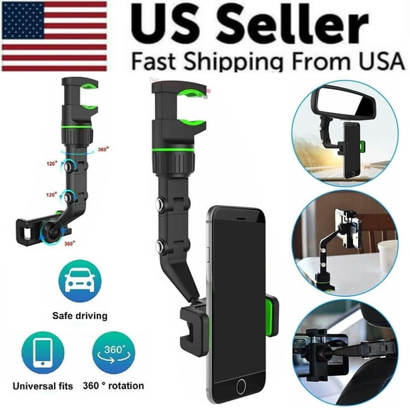 360 ° Car Rearview Mirror Rotation Adjustable Phone Holder Mount Multifunction