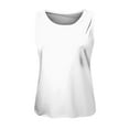 thumbnail image 4 of BYHONG Women's Solid Color Tank Top Sleeveless Round Neck Vest Summer Womens Blouses Casual T-Shirt Style Top White L, 4 of 4