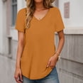 thumbnail image 2 of Daznico Women's V-Neck Curved Hem Tee, Soft Casual Summer Basic Top,L, 2 of 5
