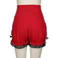 thumbnail image 5 of Retro Steampunk Lolita Lace Ruffle Lace Up Women's Pumpkin Lantern Gothic Punk Girls High Waist Shorts-Style1 Burgundy-XXXL, 5 of 7