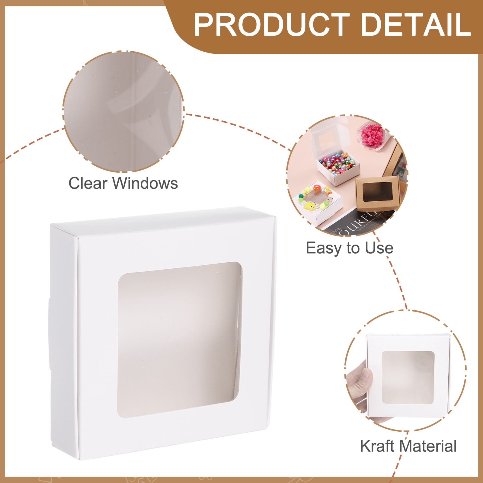 Unique Bargains 16Pcs Durable Stylish Kraft Paper Gift Boxes White  4.1" x 4.1" x 1.2"