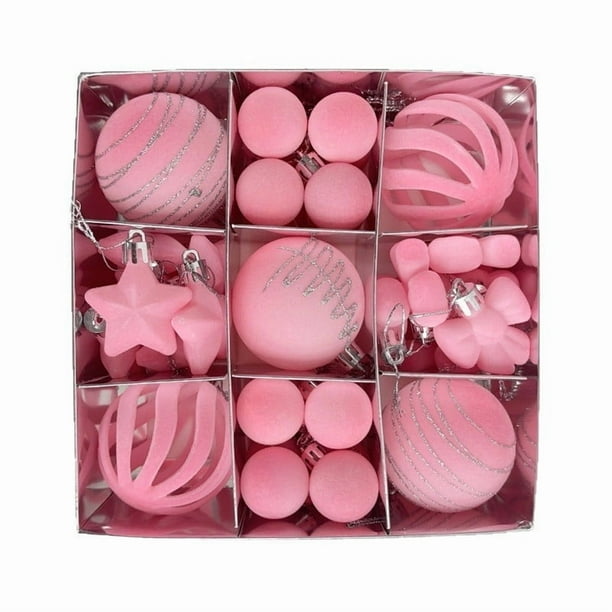 Juego de 27 bolas navideñas de terciopelo flocado | Adornos colgantes de plástico marrón para árbol | Decoración navideña duradera y resistente a la decoloración para árboles, puertas, paredes,