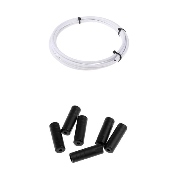 Cubierta de la carcasa del cable de cambio de marchas de bicicleta de 4 mm con tapas de extremo y casquillos de engarce Blanco
