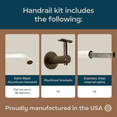 thumbnail image 4 of Industrial Aluminum 1.5 Inch Round Ada Complete Indoor/outdoor Straight Handrail Grab Bar Kit, Returns To Wall, 18 Foot Handrail, Bronze/Satin White, 4 of 4