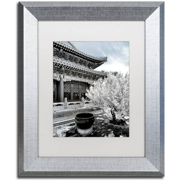 Trademark Fine Art "White Temple X" Canvas Art by Philippe Hugonnard, White Matte, Silver Frame