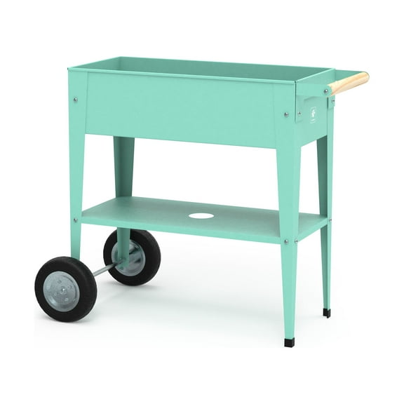 Herstera Garden Trolley Raised Planter 29.5" W x 13.7" D x 31.5" H - Mint
